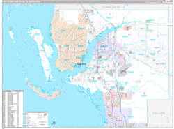 Fort Myers-Cape Coral Metro Area Wall Map Premium Style 2024